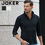 【2025年夏の新作】ふくれJQD ヘリンボーン柄 イタリアンカラー 半袖＆7分袖 スキッパー ポロシャツ／Joker