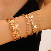 蛇骨チェーン ブレスレット セット レトロメタルOTカフ 女性用 おしゃれ アクセサリー 6色