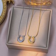 超安 Uネックレス ステンレス  アクセサリー ステンレスチェーン  レディース ネックレス★2025.6.26