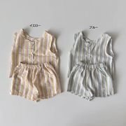 全2色[73-100cm]  子供2点セット ストラップ柄 タンクトップ+パンツ セットアッブ ベビー キッズ 子供服