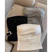 トップス タンクトップ キャミソール クルーネック 細身 スリム タイト