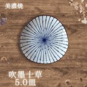 吹墨十草【三角5.0皿】plate（美濃焼 陶器 雑貨  お皿 大皿 中皿 取皿 ）