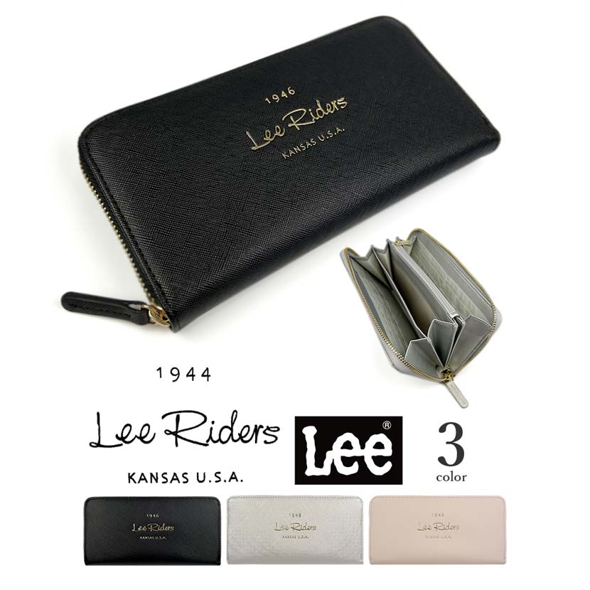 全3色 Lee Riders リーライダース ゴールドロゴ サフィアーノレザー ラウンドファスナー 長財布