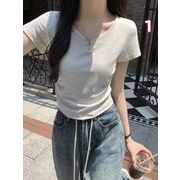 2025春夏新作 レディース 女 半袖 無地 Tシャツ トップス インナー