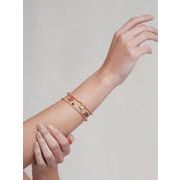 透かし彫り幅広ブレスレット カラフルジェム レトロ文芸調 アート風アクセサリー