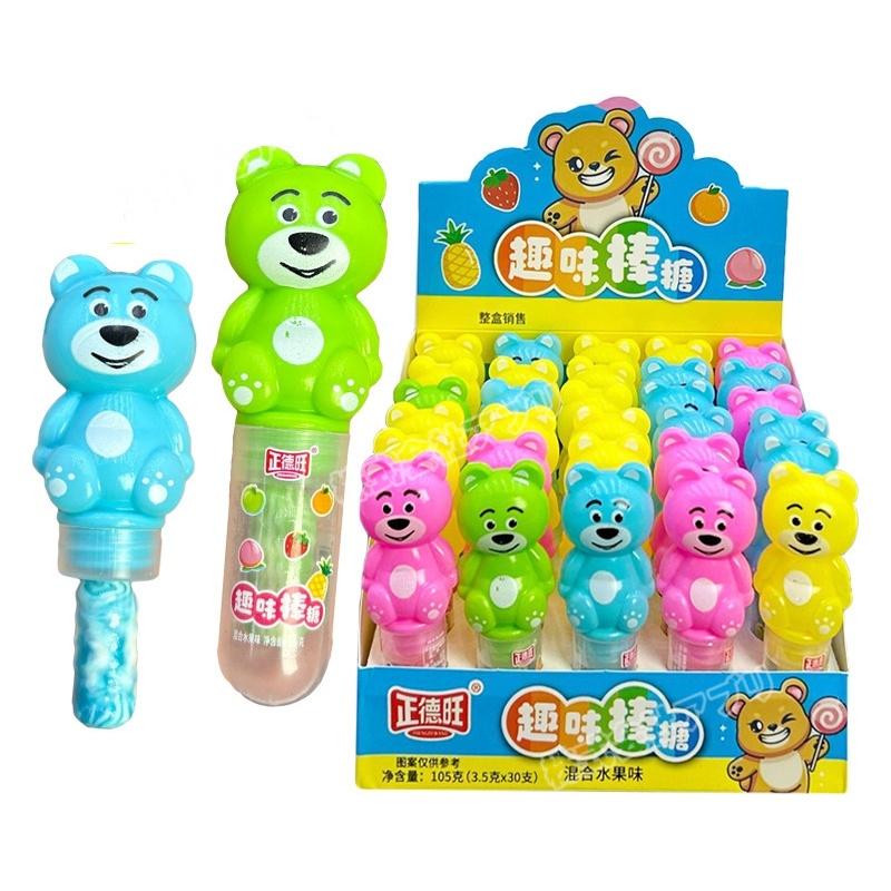 【30本入り】ベアーロリポップ 小熊 キャンディ お菓子 フルーツミックス味 螺旋ロリポップ 人気