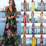 欧米風 ワンピース ロング丈ワンピース マキシ ワンピース レディース 花柄