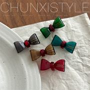 【激安】リボンクリップ前髪サイドストッパーすれ毛止め可愛い