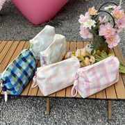 化粧ポーチ 多機能　収納ポーチ　小物収納　韓国ファッション 　デザイン　チェック柄