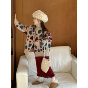 子供服　90~150cm　キッズセーター　ハート柄カーディガン　韓国キッズ服