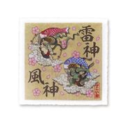 日本製 made in japan 和紙ステッカー 風神雷神 668384