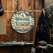 【初回送料無料】ウッディー ラウンド プラーク CLASSIC CAR GARAGE CA-RP-537905
