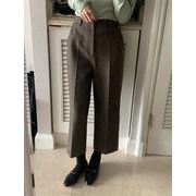 2025秋冬カジュアルストレートレトロ気質オフィスアンクル丈パンツ