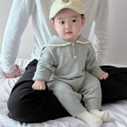 2025秋新規※LL☆新生児用 セーラー襟ニット連体衣 春秋お出かけ服