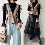 今季マストバイ  　韓国風    気質   おしゃれ　 chic 韓国ファッション ベスト＋ニットシャツ