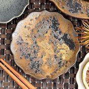 金タタキ桔梗プレートS 金系 和食器 小皿 日本製 美濃焼 おしゃれ モダン