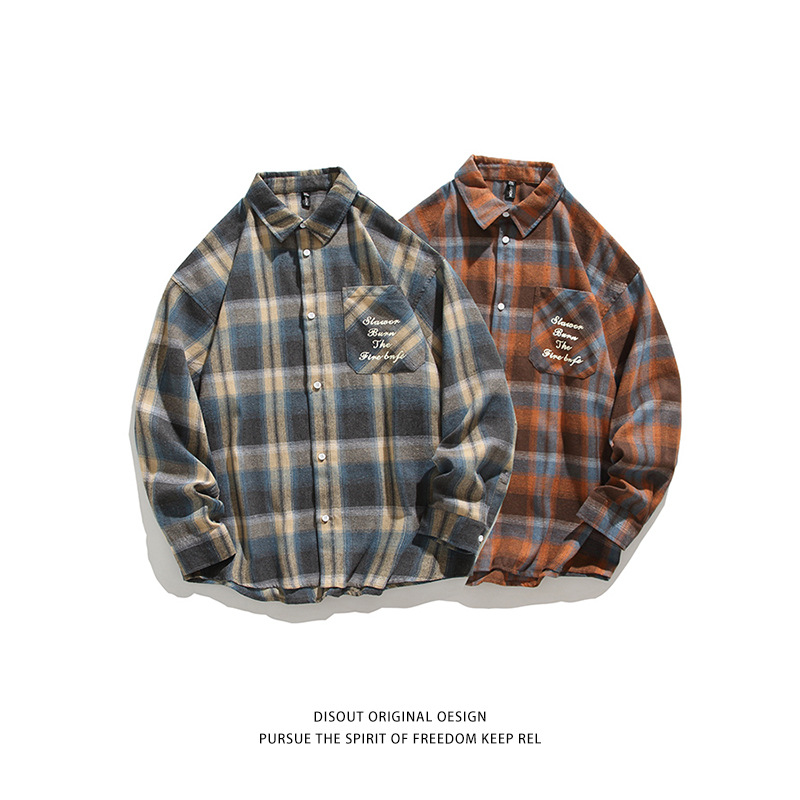 初秋新作・メンズ・ トップス・格子柄シャツ・ 長袖・気質・カジュアルTシャツ・M～2XL   2色