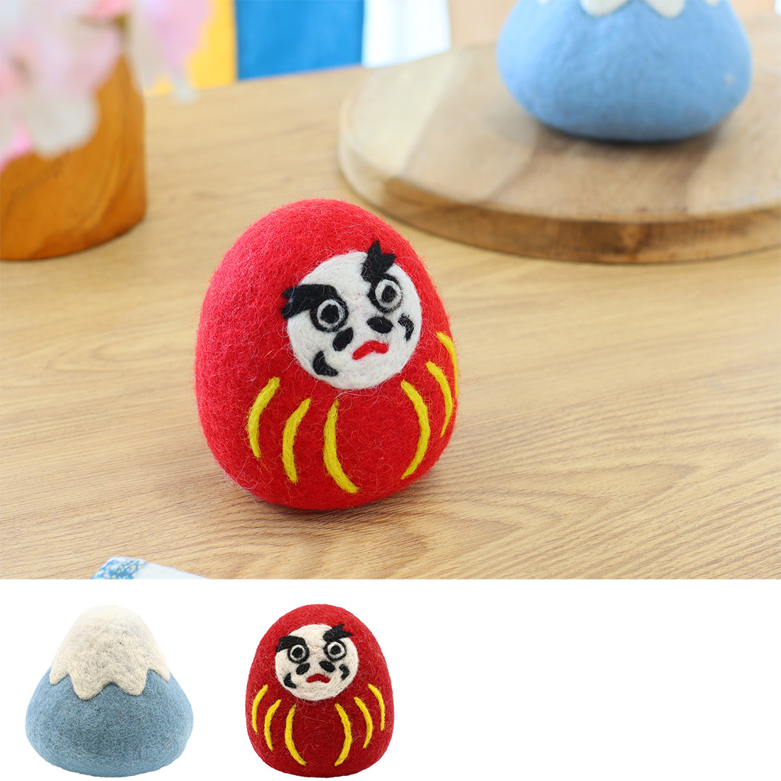 ネパールフェルト ジャパン[フエルト羊毛ひつじウール日本土産和だるま富士山25AW]