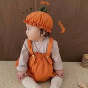 [66-90cm]ハロウィン ベビー ロンパース INS風 かぼちゃモチーフ 帽子付き カバーオール セット