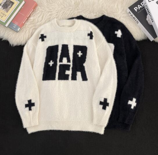 トップス ニット セーター クルーネック ファブリック メンズ 秋冬