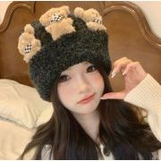 秋冬ニット帽子  キャップ   ガールズ 防寒 ファブリック