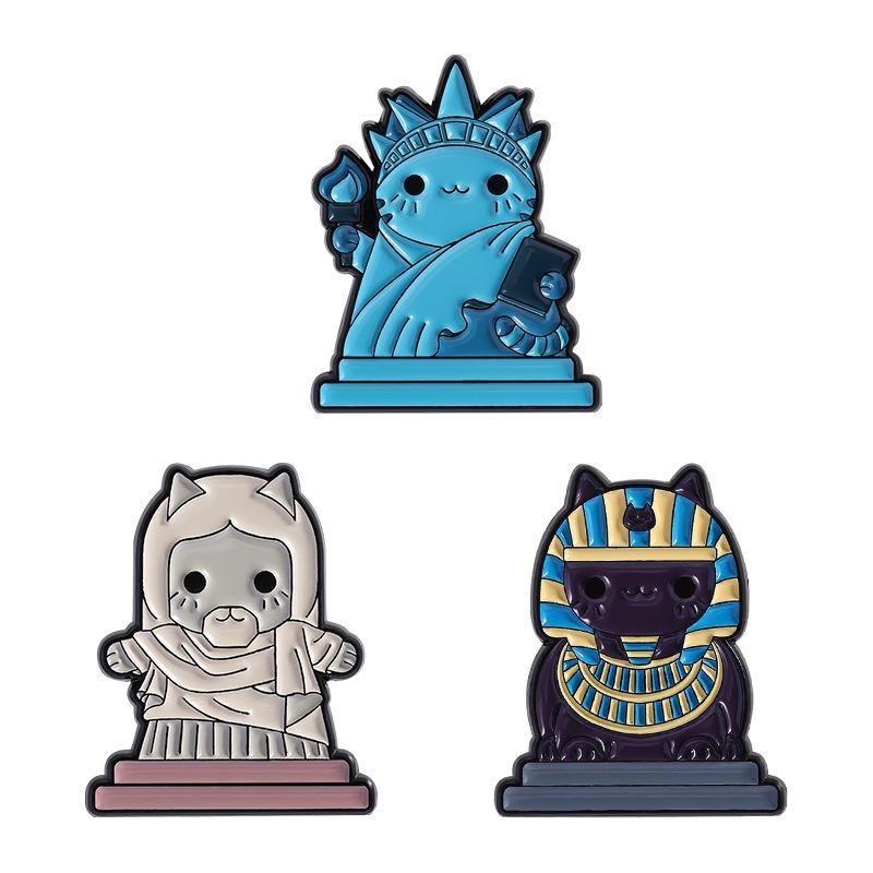 3色 エジプトの猫ブローチ ピンズ  バッジ ブローチ ラペルピン  ファラオ  ねこ ネコ 猫雑貨