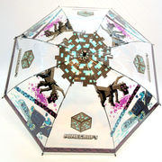 【雨傘】【ジュニア用】マインクラフト・ダイヤ柄ビニール透明ジャンプ傘