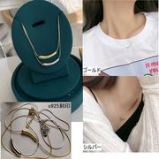 ネックレス スマイル S925 レディース カーブ 18k プレゼント アレルギー対応 ゴールド シルバー