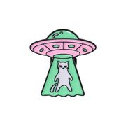 UFO エイリアン 猫ブローチ ピンズ バッジ  ブローチ ラペルピン  ねこ	ネコ 猫関連雑貨