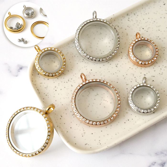 ステンレス製 【81. フローティングロケット ラインストーン付】金属アレルギー対応  パーツ チャーム