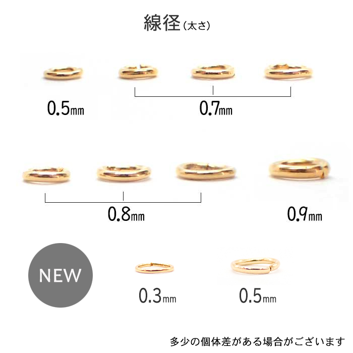 サージカルステンレス（316） 丸カン ゴールド【サイズ10種類