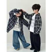 2025秋新作 韓国風子供服 キッズ服 男女兼用 人気 トップス チェック柄   シャツ 90cm-150cm