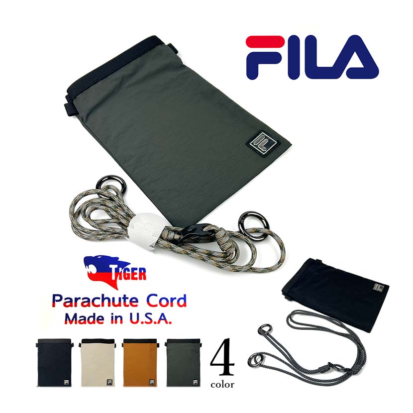 全4色 FILA（フィラ） ストリングシリーズ シンプルサコッシュバッグ ポーチ パラコード