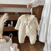 2025秋冬※ベビー 中綿ロンパースセット 女の子 長袖カバーオール＋インナー