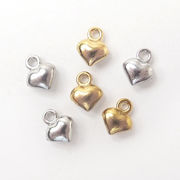 【ステンレス製 ハートチャーム】ゴールド/シルバー  約6.6mm×4.5mm×厚み2.9mm 金属アレルギー対応
