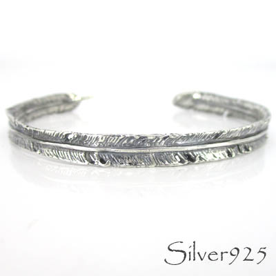 バングル / 3-218  ◆ Silver925 シルバー バングル フェザー  N-1001