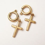 ステンレス製 クロス チャーム ゴールド 引き輪付き 金属アレルギー対応 ペンダントトップ