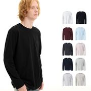 P23611 コットン 長袖 Tシャツ 男女兼用 クルーネック 無地 通勤 カップル 2025秋新作