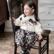 ベビー服　73~100cm　ベビートレーナー レオパートパンツ　起毛トップス　韓国ベビー服