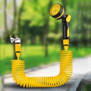 散水ホース 伸縮式ホース スプリングホース ガーデン 水撒きホース コネクタ付き 洗車 ホースノズルセット
