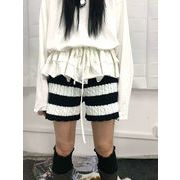 2025年INS 秋冬新作   気質   おしゃれ   リブ柄  ニット  ショートパンツ
