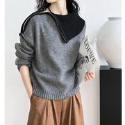 初回送料無料　ニットセーター不規則な長袖トップス　レディースファッション人気トレンド