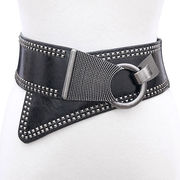 スタッズ レディース ベルト PUレザー ワイドベルト パンク 斜めワイドウエスト 太ベルト