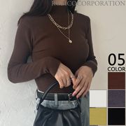 【2025新作商品♪】ボトルネックリブトップス