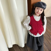 2025秋新作 韓国風子供服 キッズ服 女の子   トップス  ニット ベスト  90cm-150cm