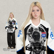 メンズ 秋新作 アメリカンコミック風 レトロドッグ柄 Vネック スウェット 男女兼用 長袖トップス★