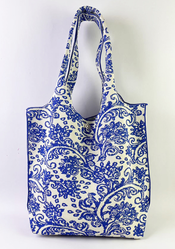 お洒落 カジュアル 幾何学 フラワー柄 手提げ 肩掛け トートバッグ 　全4種類　 ba0599