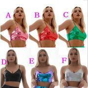 ヒップホップ ダンスウェア お目立ち度満点!メタリックチョッキ/ホットチョッキ セクシー PUチョッキ