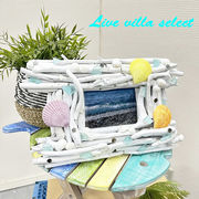 ガラスと流木の写真立て