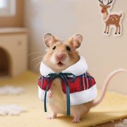 小動物用チェック柄マント可愛い披肩ケープ